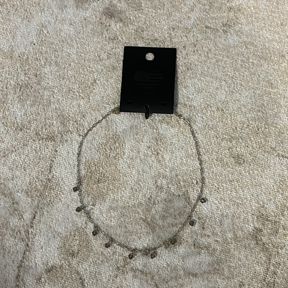 Brandy Melville silver chain necklace bead stones dangling